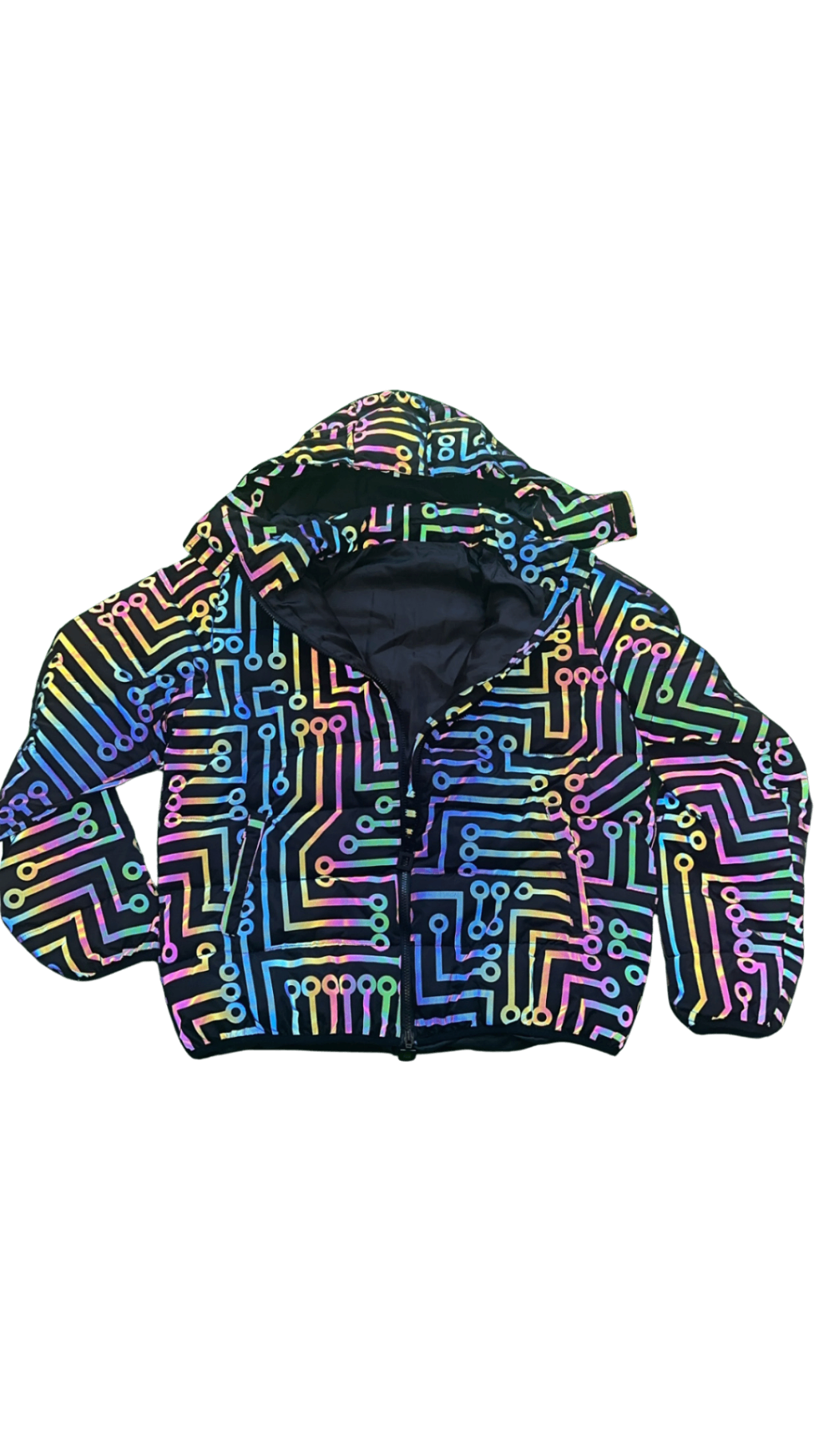 Puffer jacket geo lines