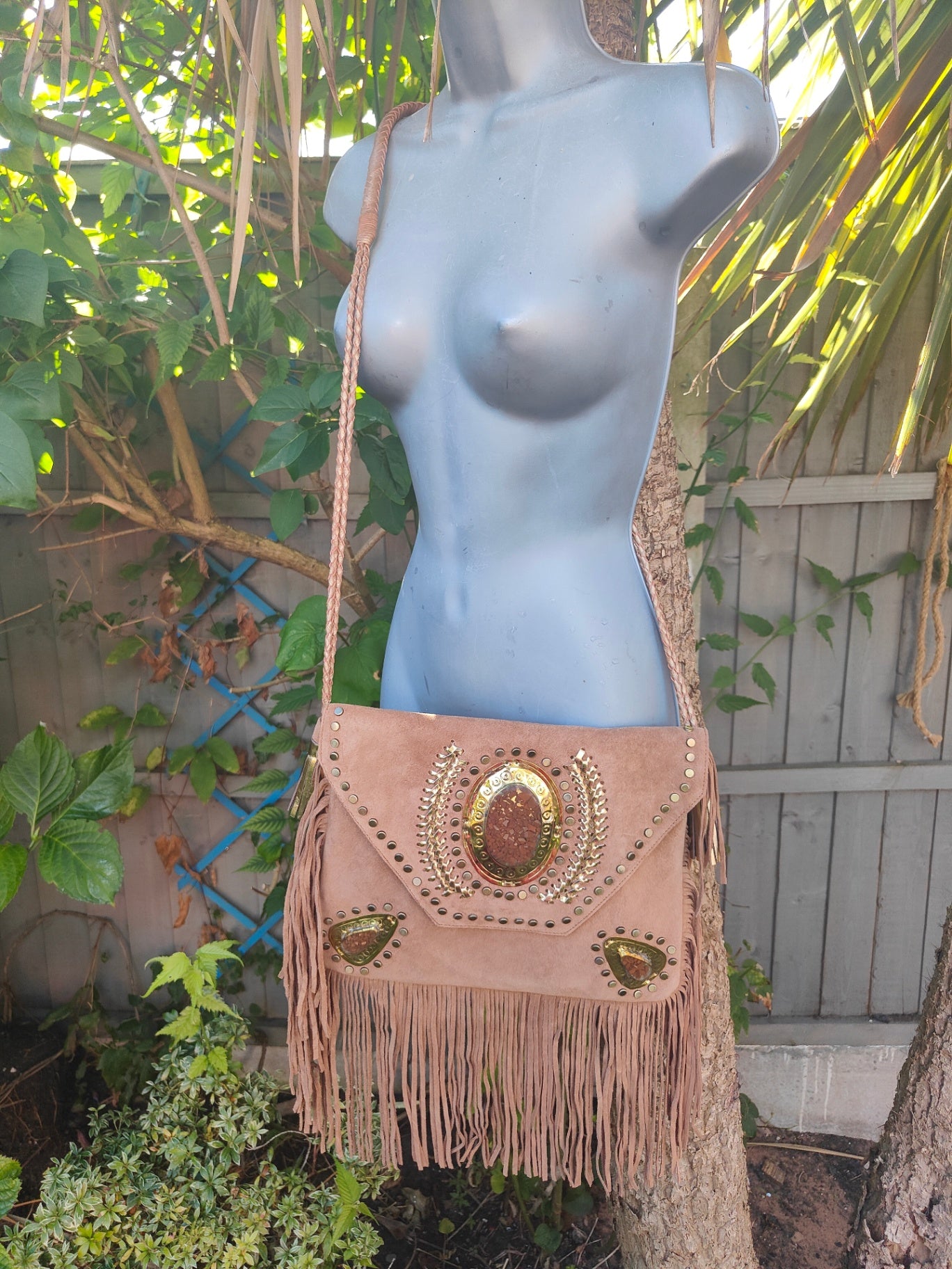 Yellowstone cross body bag with Moroccan stone detailing TAN