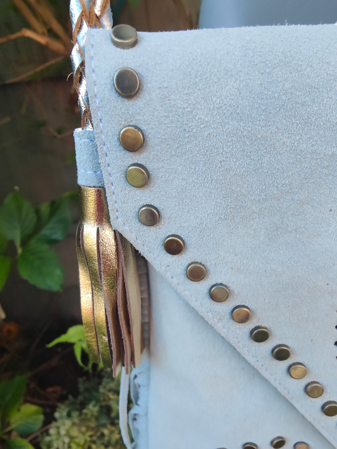 Yellowstone cross body bag with Moroccan stone detailing WHITE