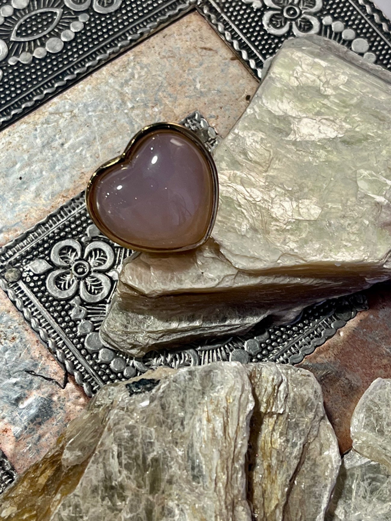 Fluorite Heart Ring – Stainless Steel