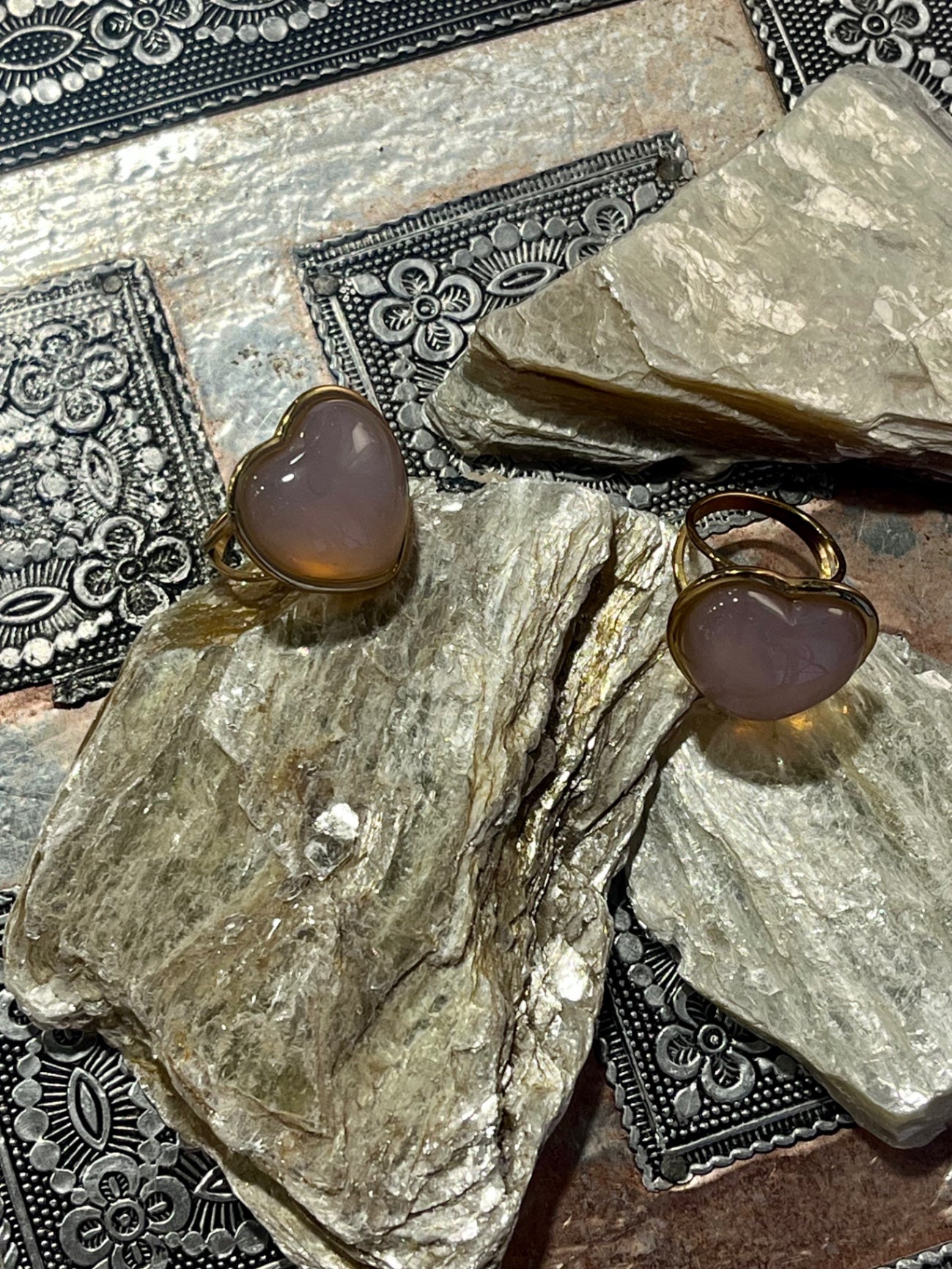 Fluorite Heart Ring – Stainless Steel