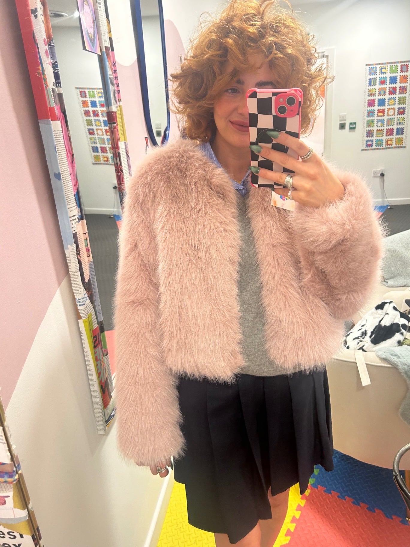 Baby Pink Faux Fur Jacket