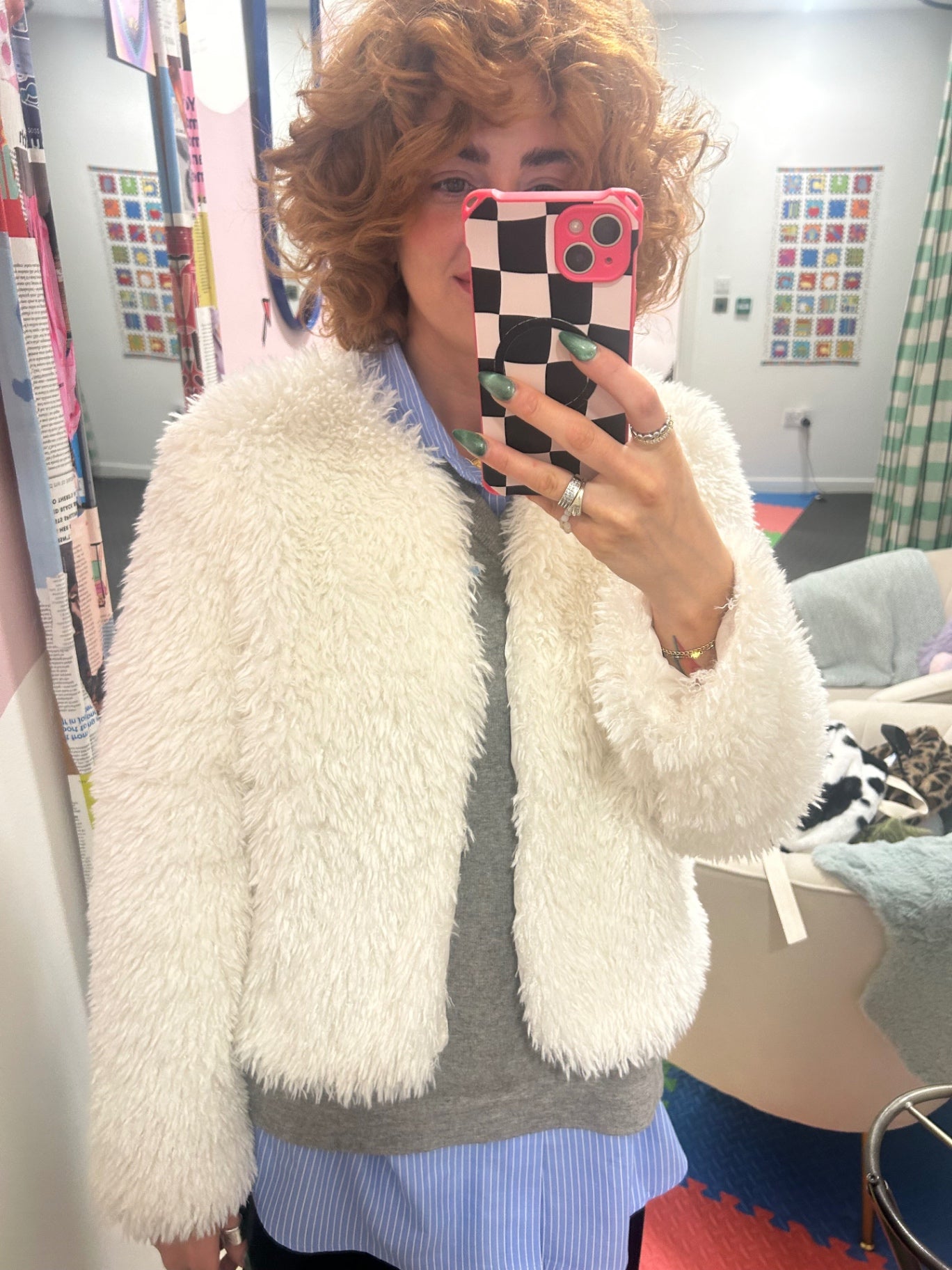 Faux Fur Jacket - White