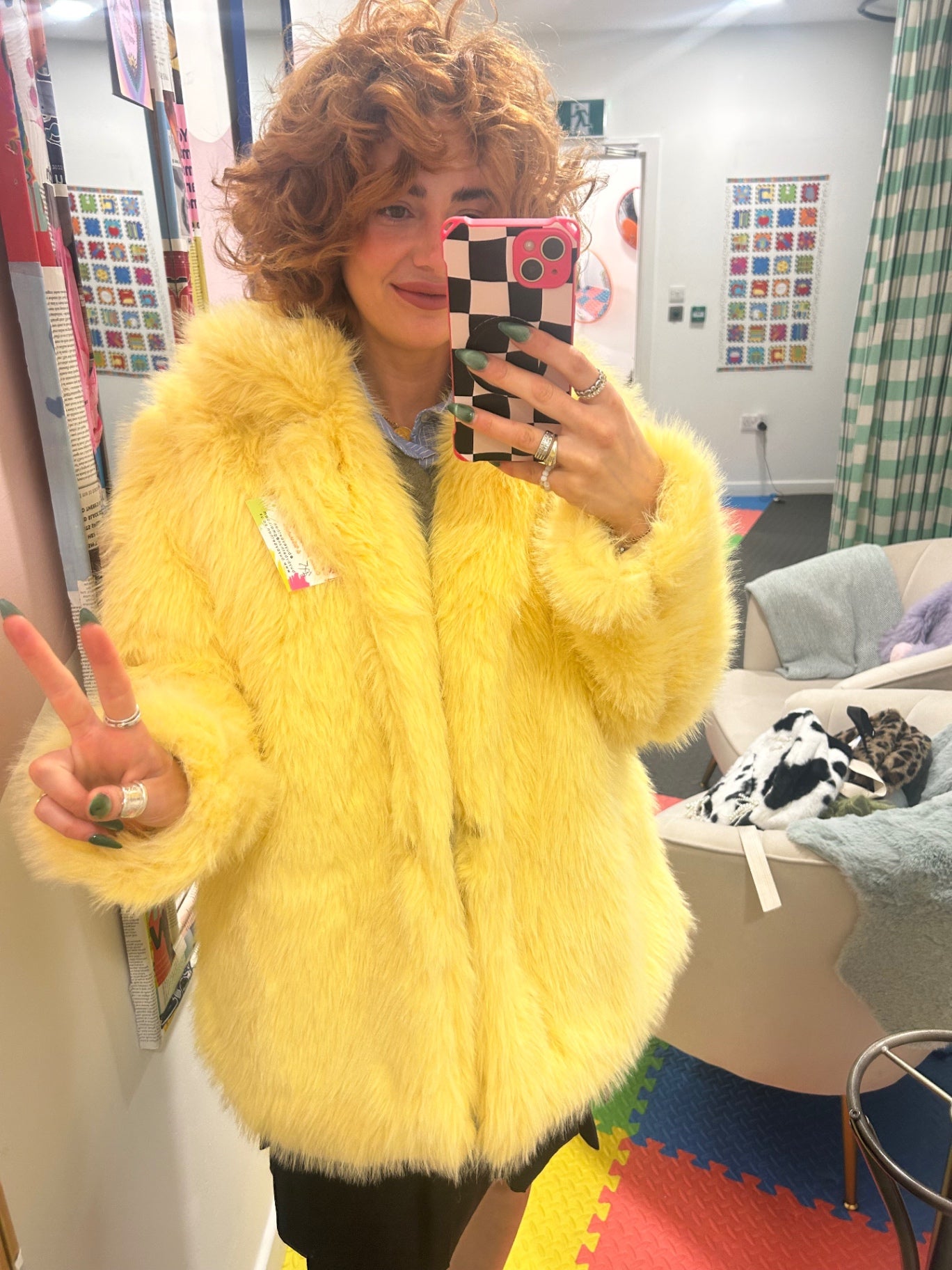 Butter Yellow Faux Fur Coat