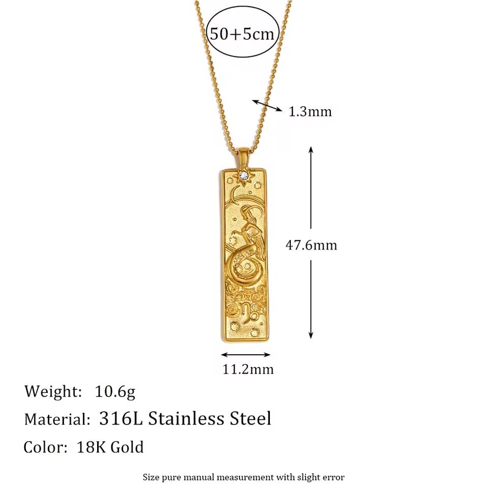 Cancer Zodiac Amulet Necklace Silver Waterproof Stainless Steel