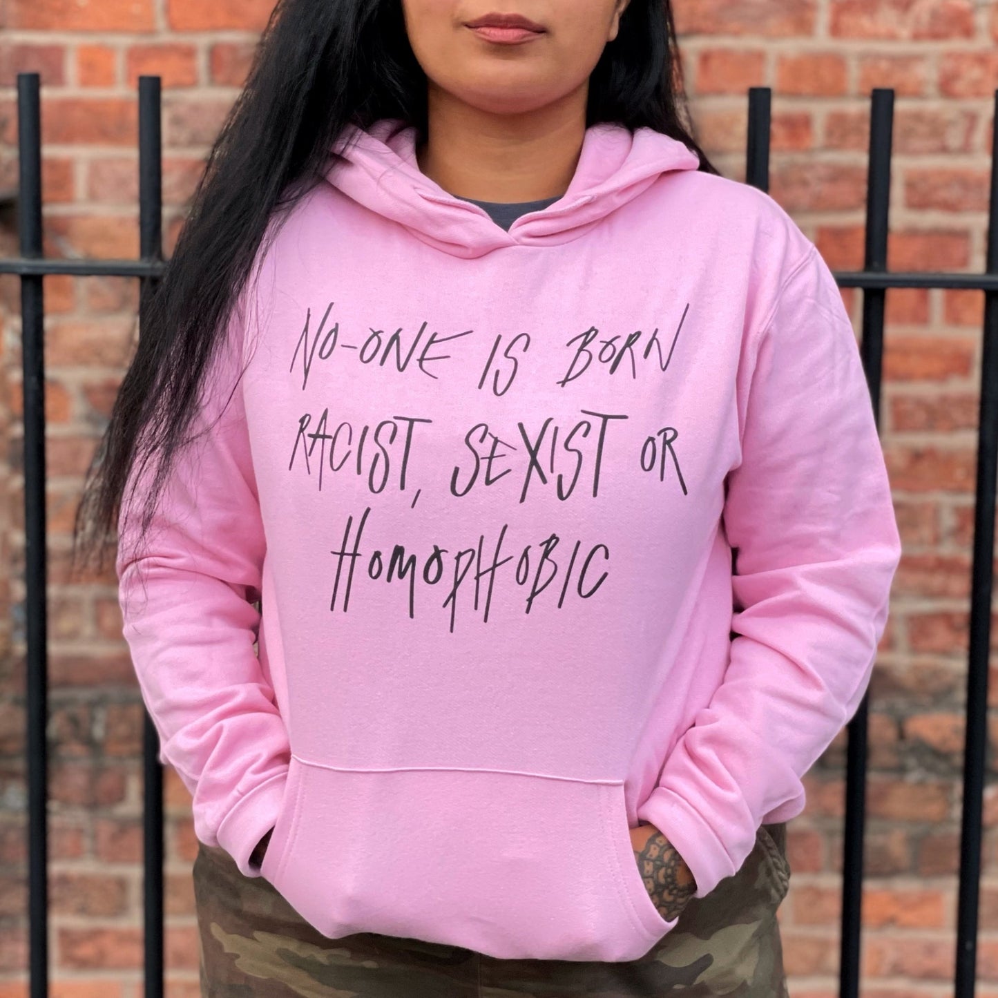 No one is born racist, sexist or homophobic hoodie - pink