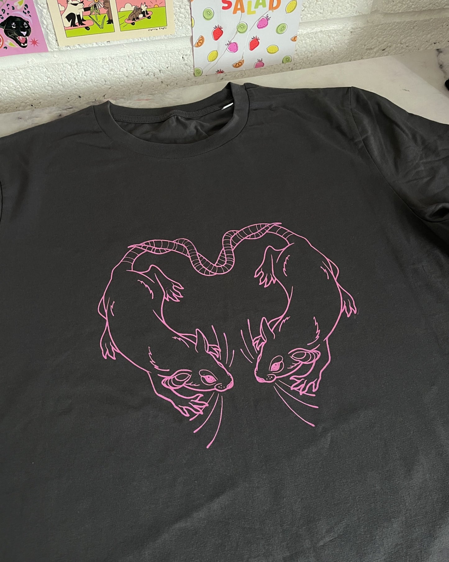 Fruit Salad X Idlehands Tattoo Rats in Love T-Shirt - 2XL