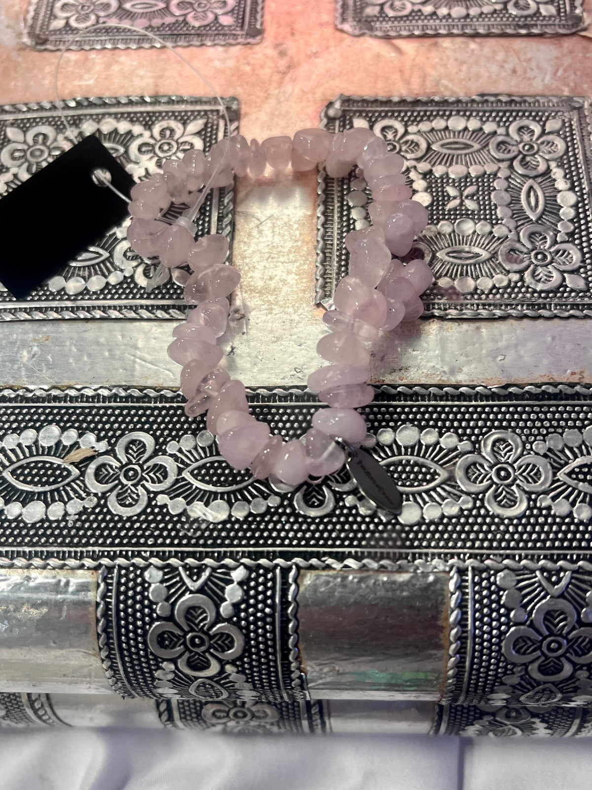 💗 Rose Quartz Crystal Chip Bracelet