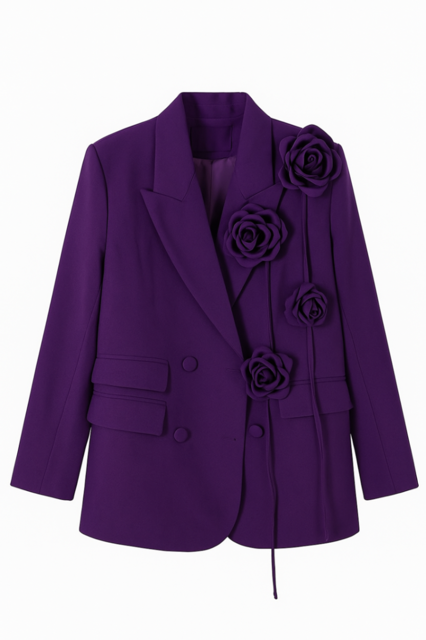 The Amara Rose Blazer – Midnight Purple Bloom Edition 🌙”