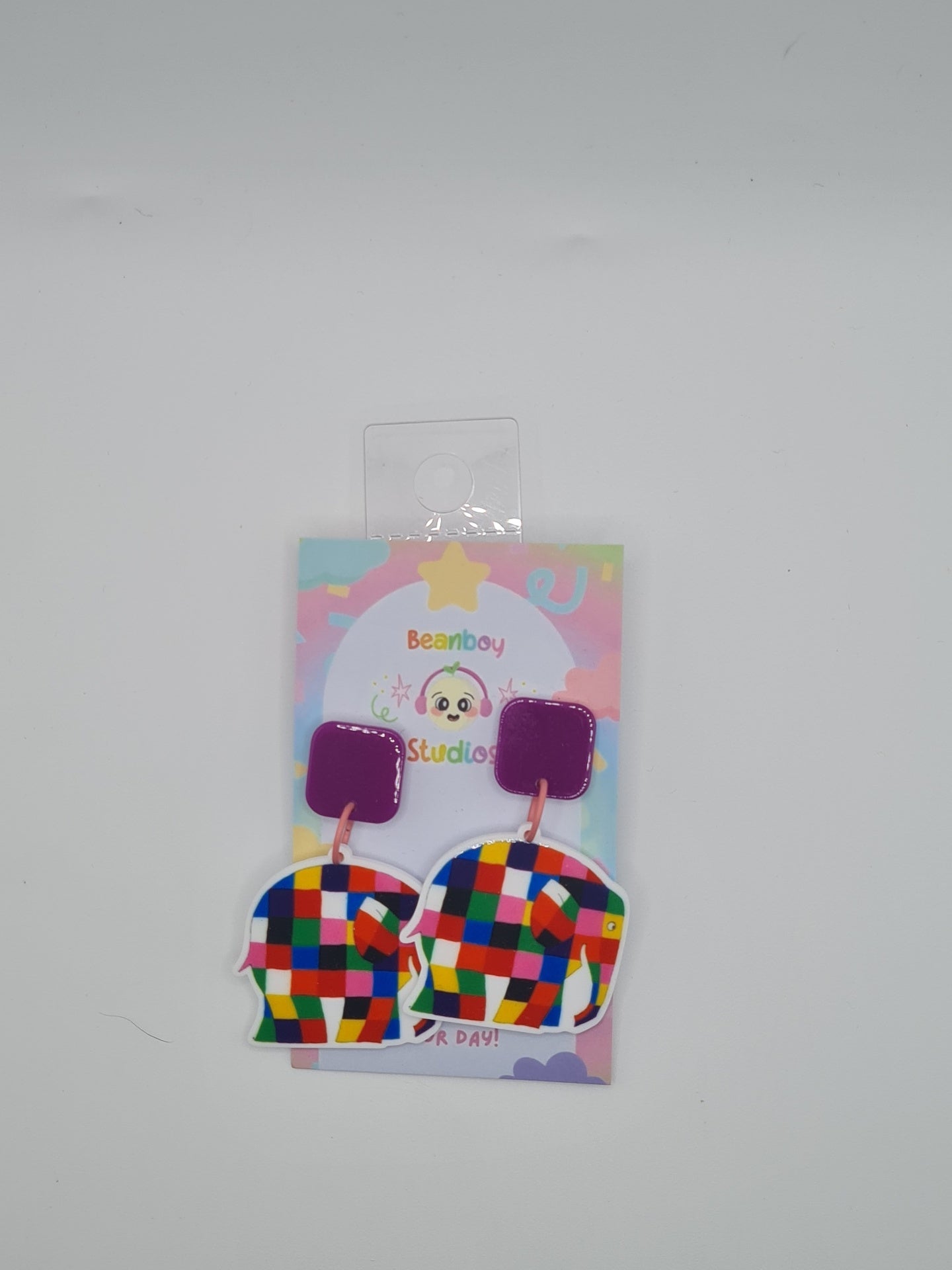 colourful elephant earrings