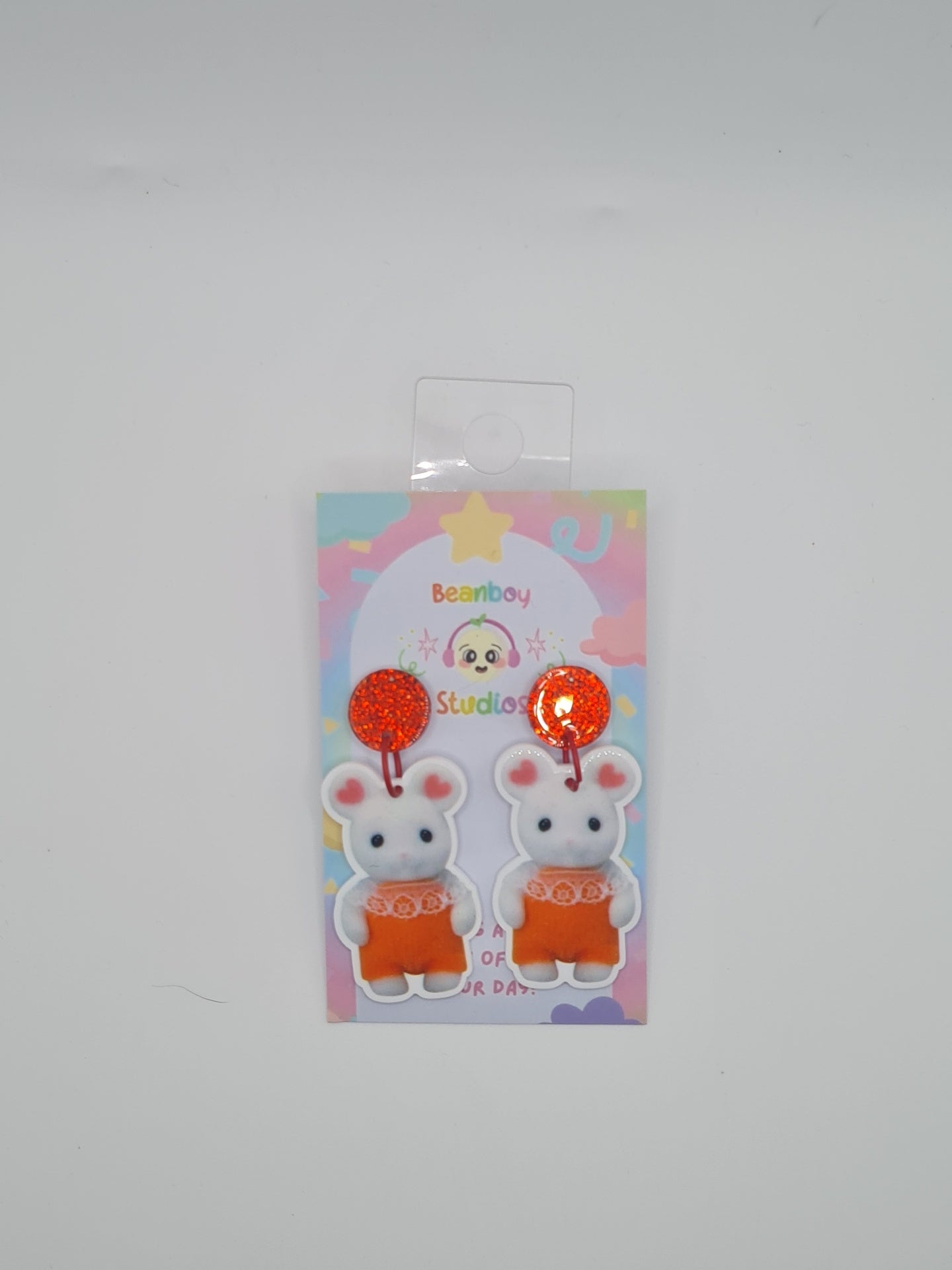 cute red mouse earrings