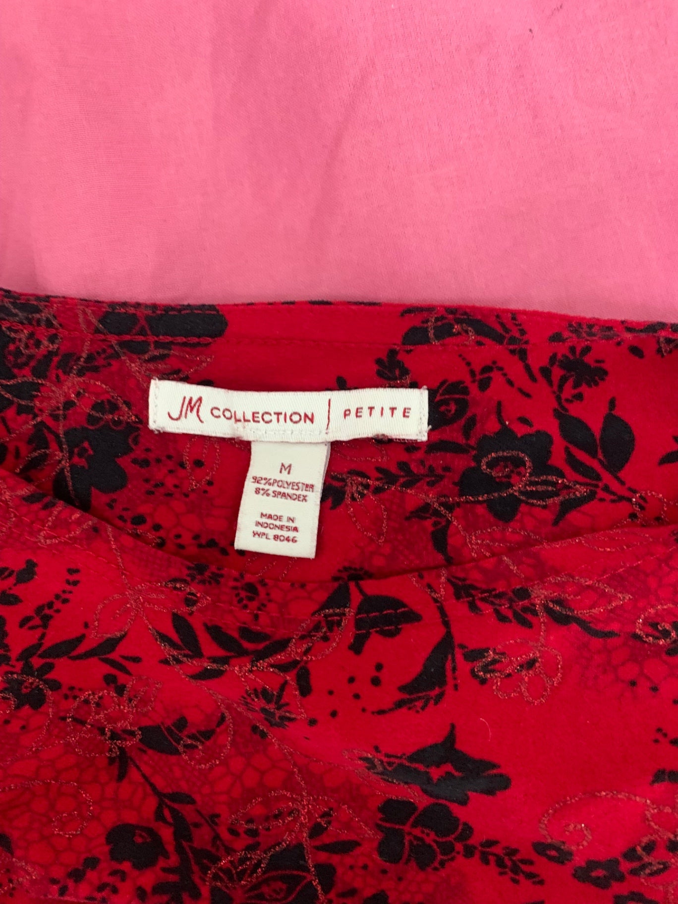 red & black floral top