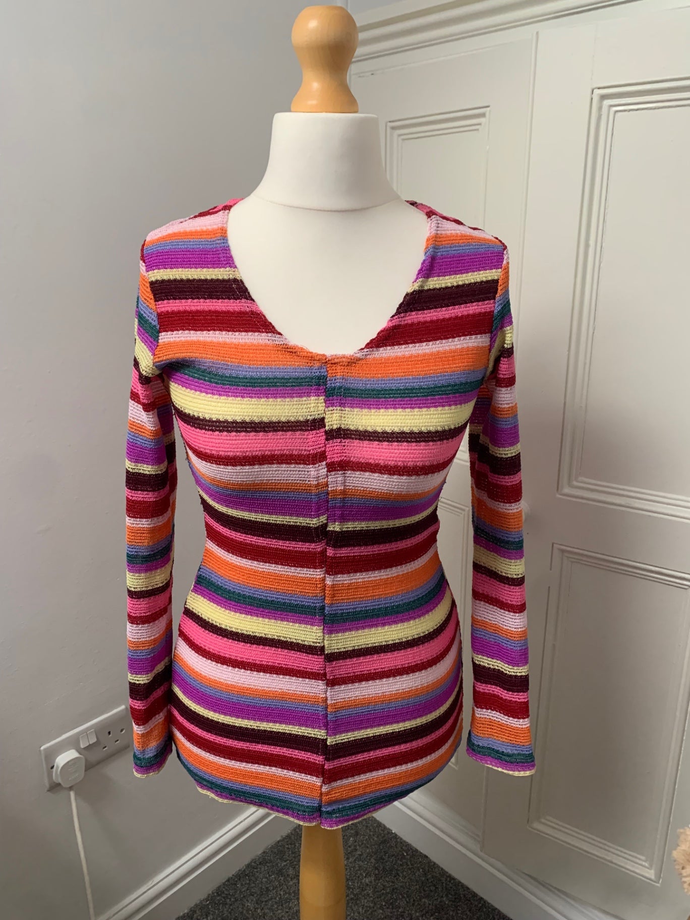 vintage multicoloured knit striped jumper