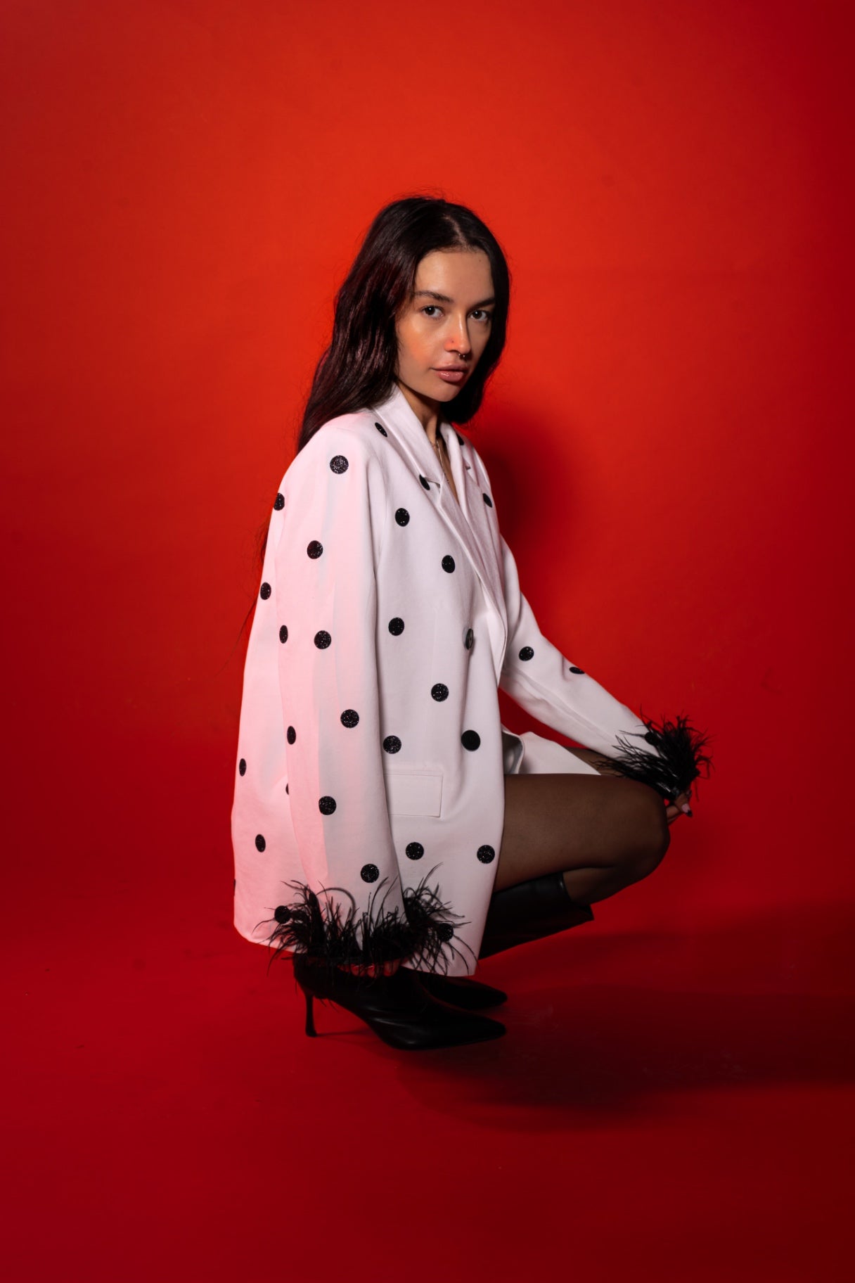 White Polka Dot blazer