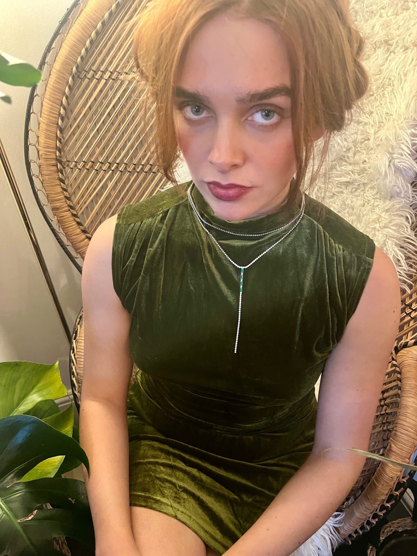 Silver crystal drop necklace stainless steel