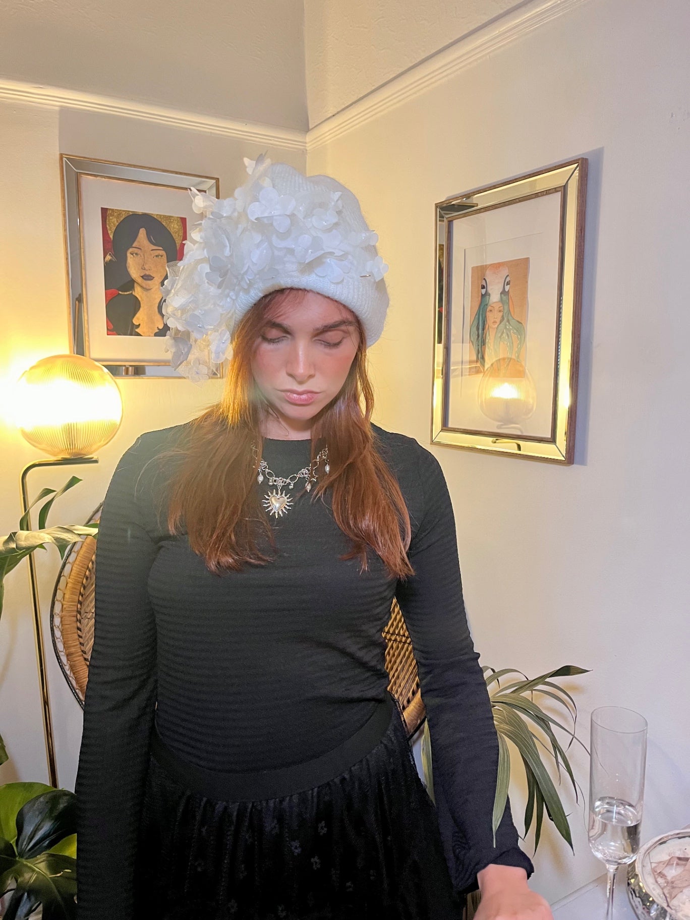 Celestial Heart Necklace — Silver Sun Amulet with Pearls & Star Charms