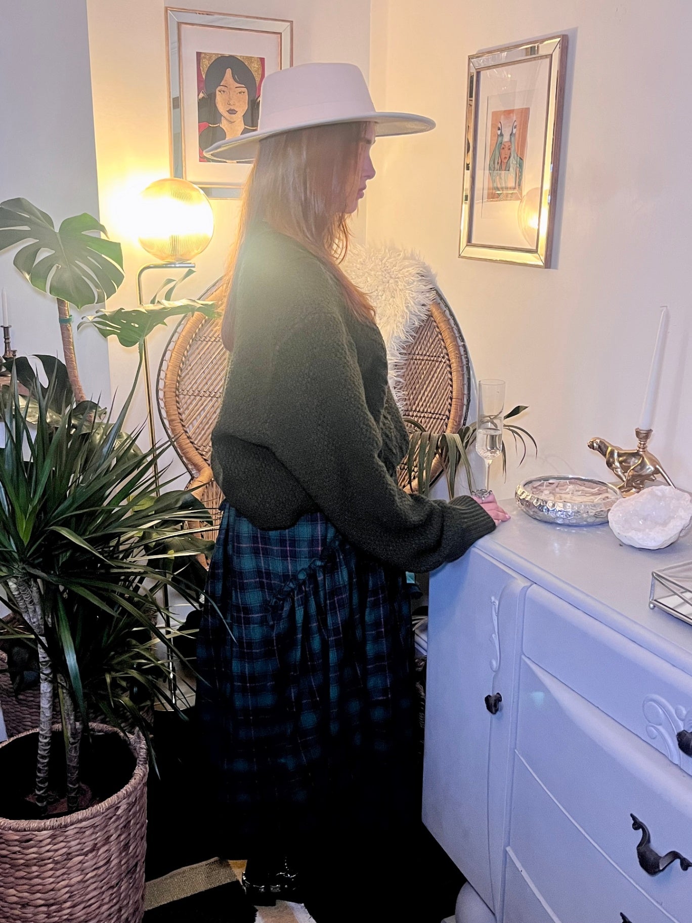 Beige Western Flat Top Hat Adjustable