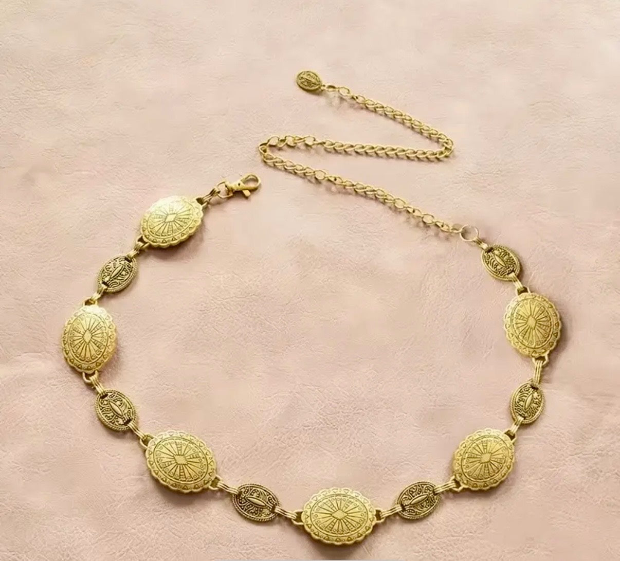 Gold Etched Boho Chain Belt