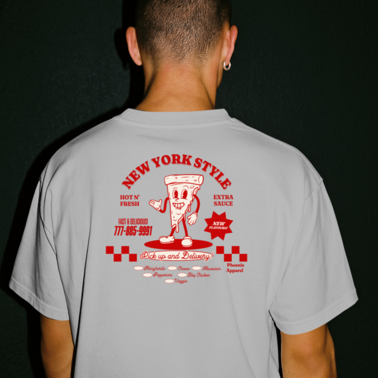 NYC slice Grey tee back logo only