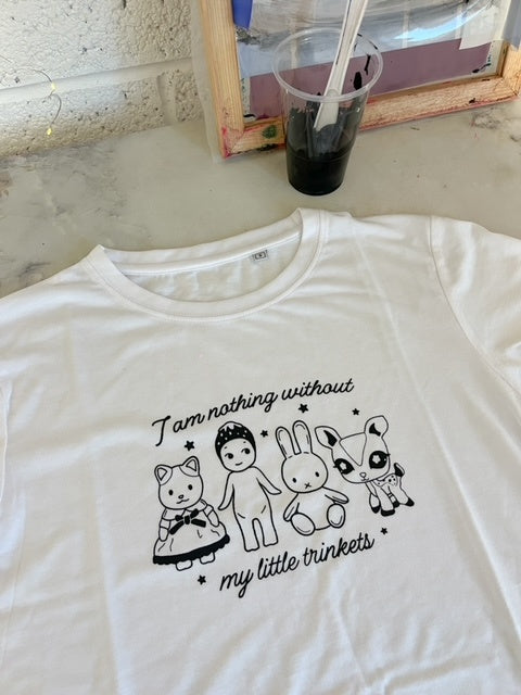 I Am Nothing Without My Trinkets Screen Printed Baby Tee - XL