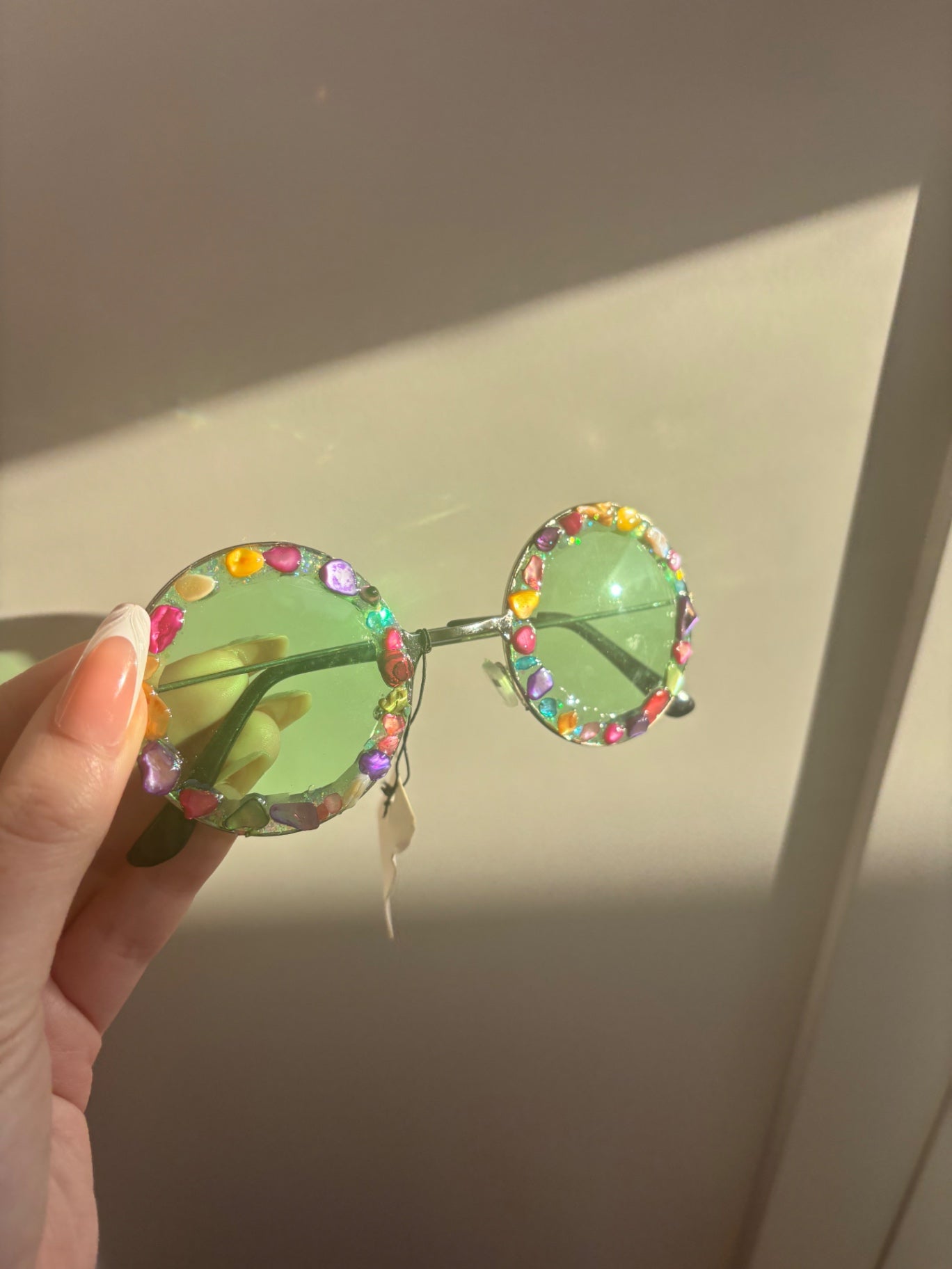 Green Rainbow Crystal Sunglasses ✨