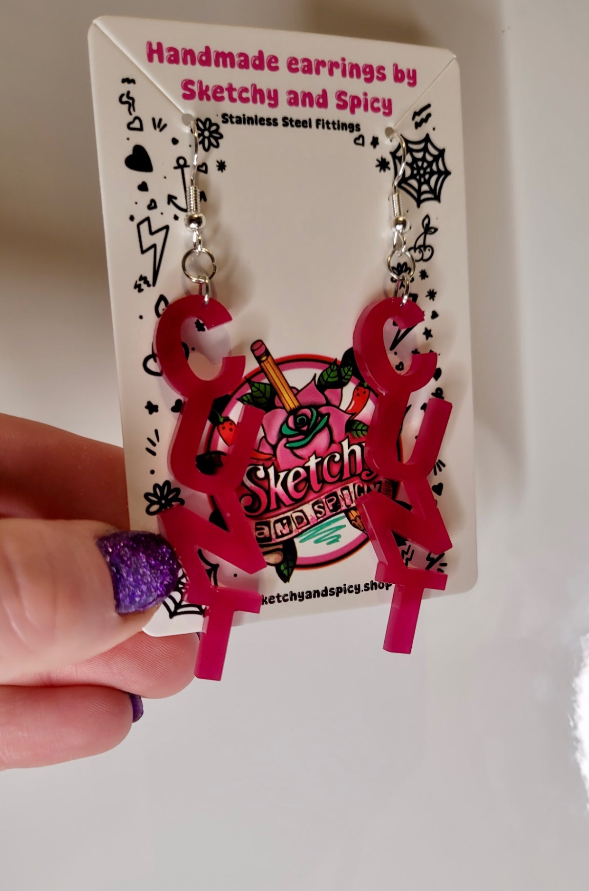 Red CUNT Earrings