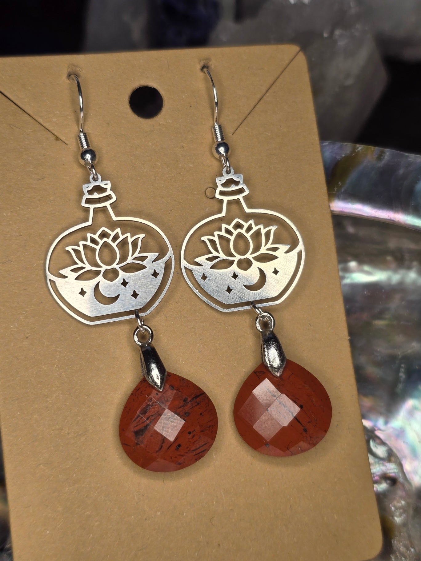 Red jasper potion earrings