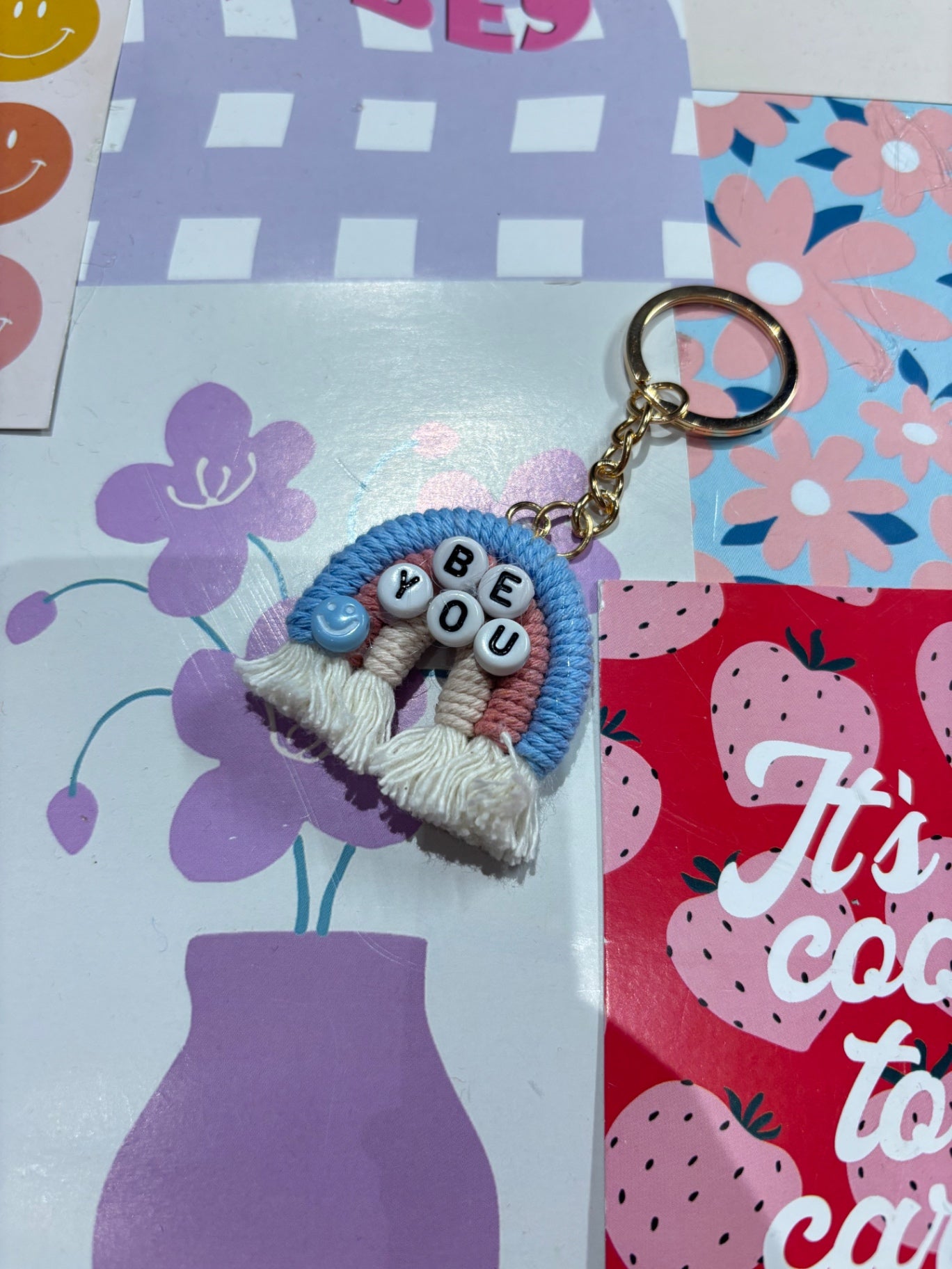 Blue/Pink Be You Rainbow Keyring