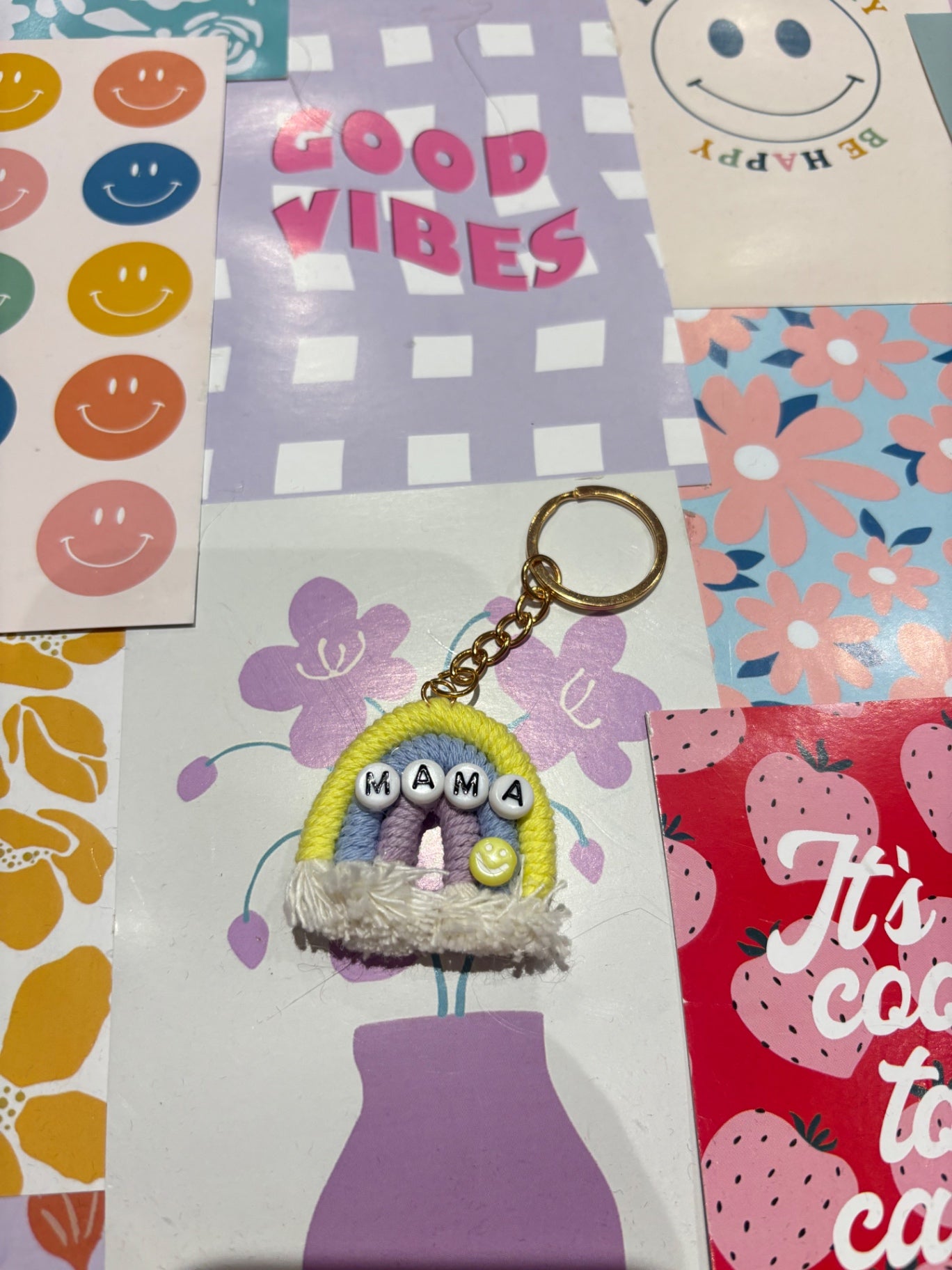 Yellow/Lilac Mama Rainbow Keyrinc
