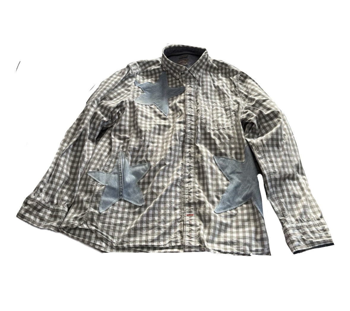 Light checked shirt with blue star patches
