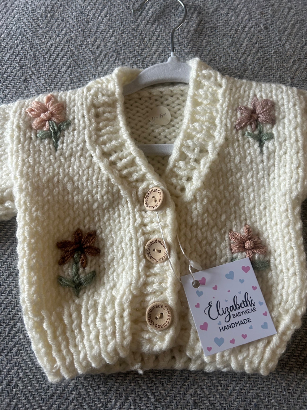 0-6m Handmade Embroidered Cardigan