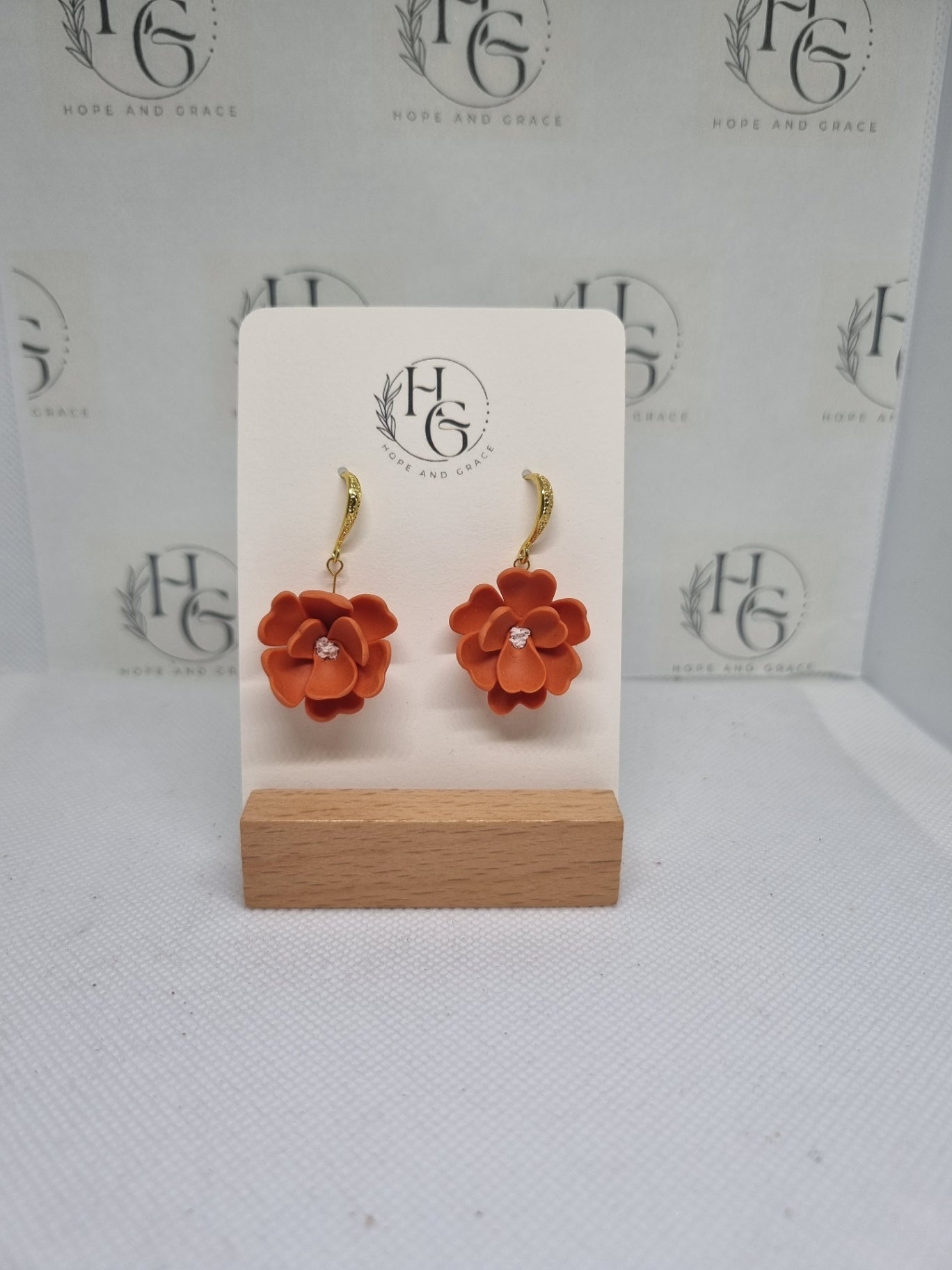 Orange flower earrings