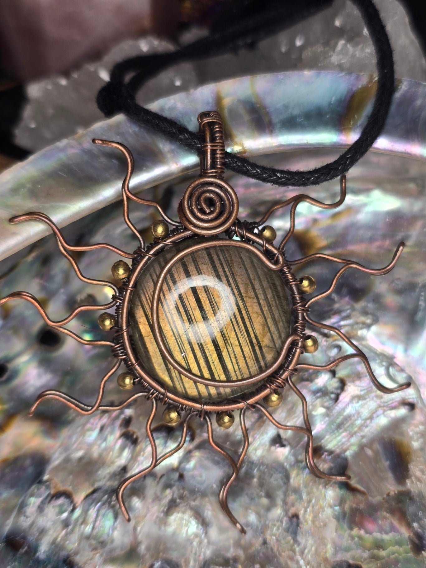 Labradorite sun and moon pendant