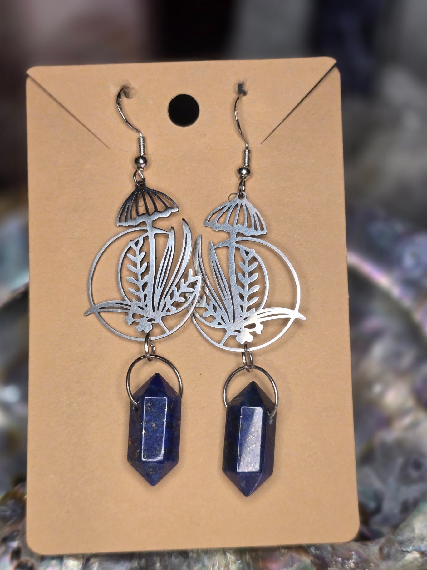 Lapis lazuli point mushroom earrings