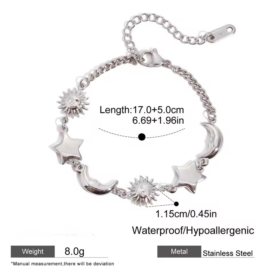 Celestial Mini Orbit Charm Bracelet – Silver