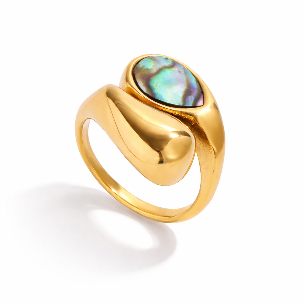 Aurora Abalone Gold Ring Size 6
