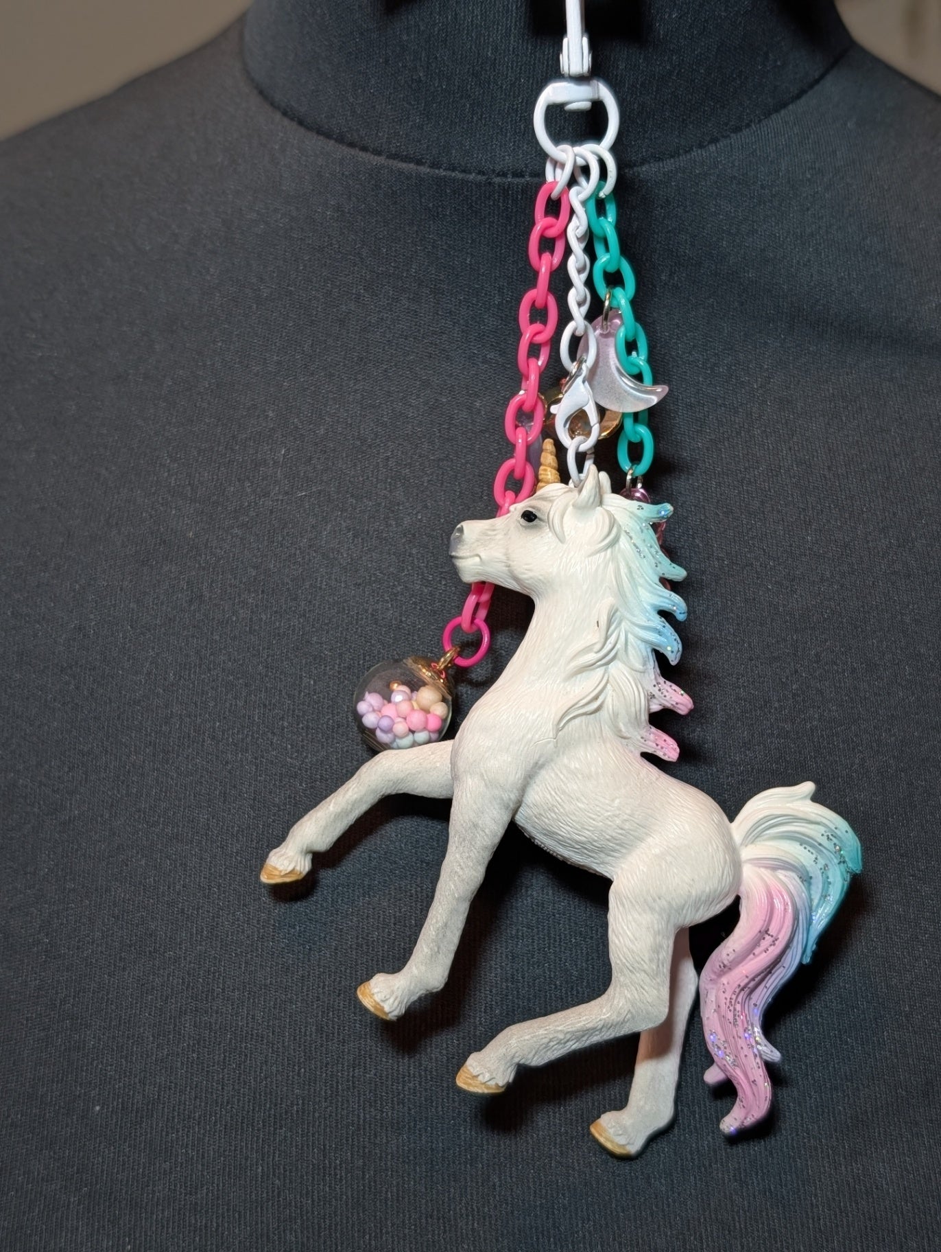 White unicorn keychain