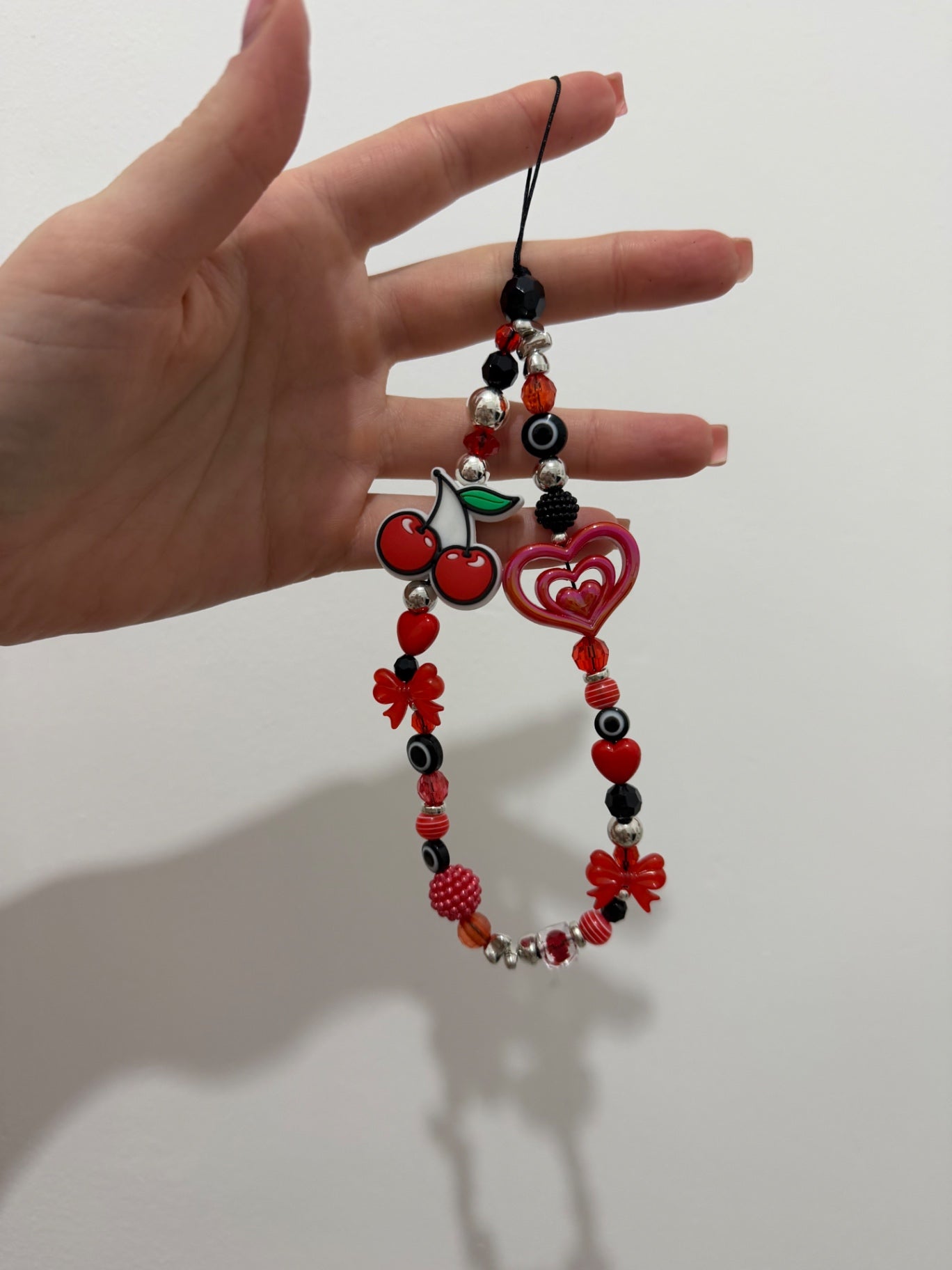 ‘Kiss my cherry’ phone charm - silver