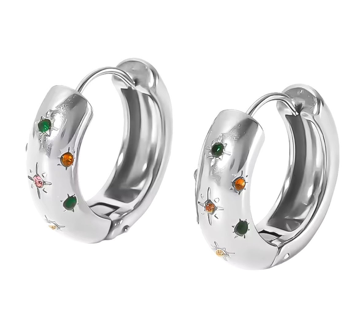 Multicoloured crystal hoops (s)