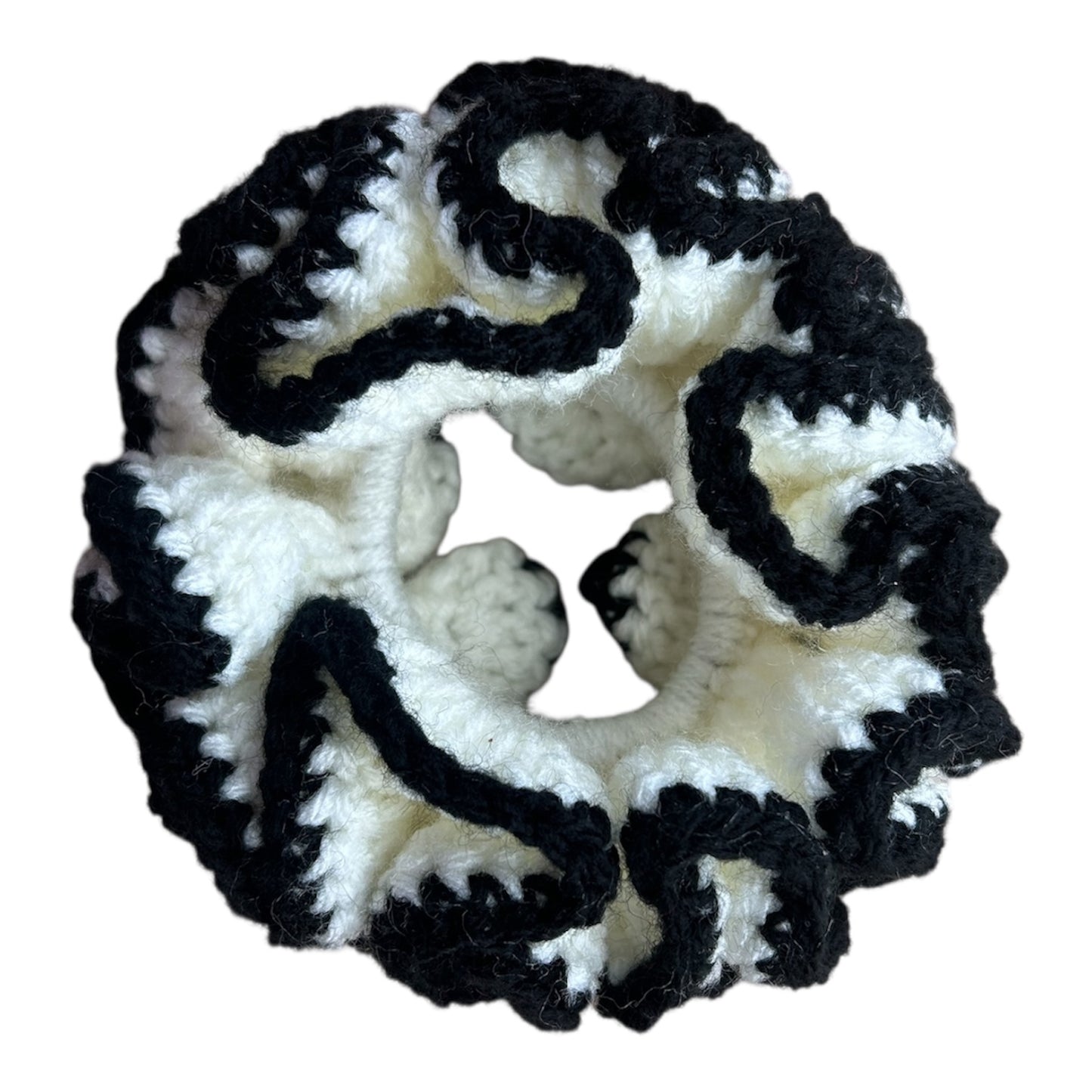 Cream and Black XL scrunchie