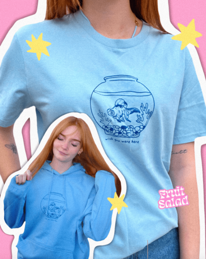 Wish You Were Here Unisex Blue T-Shirt - LARGE