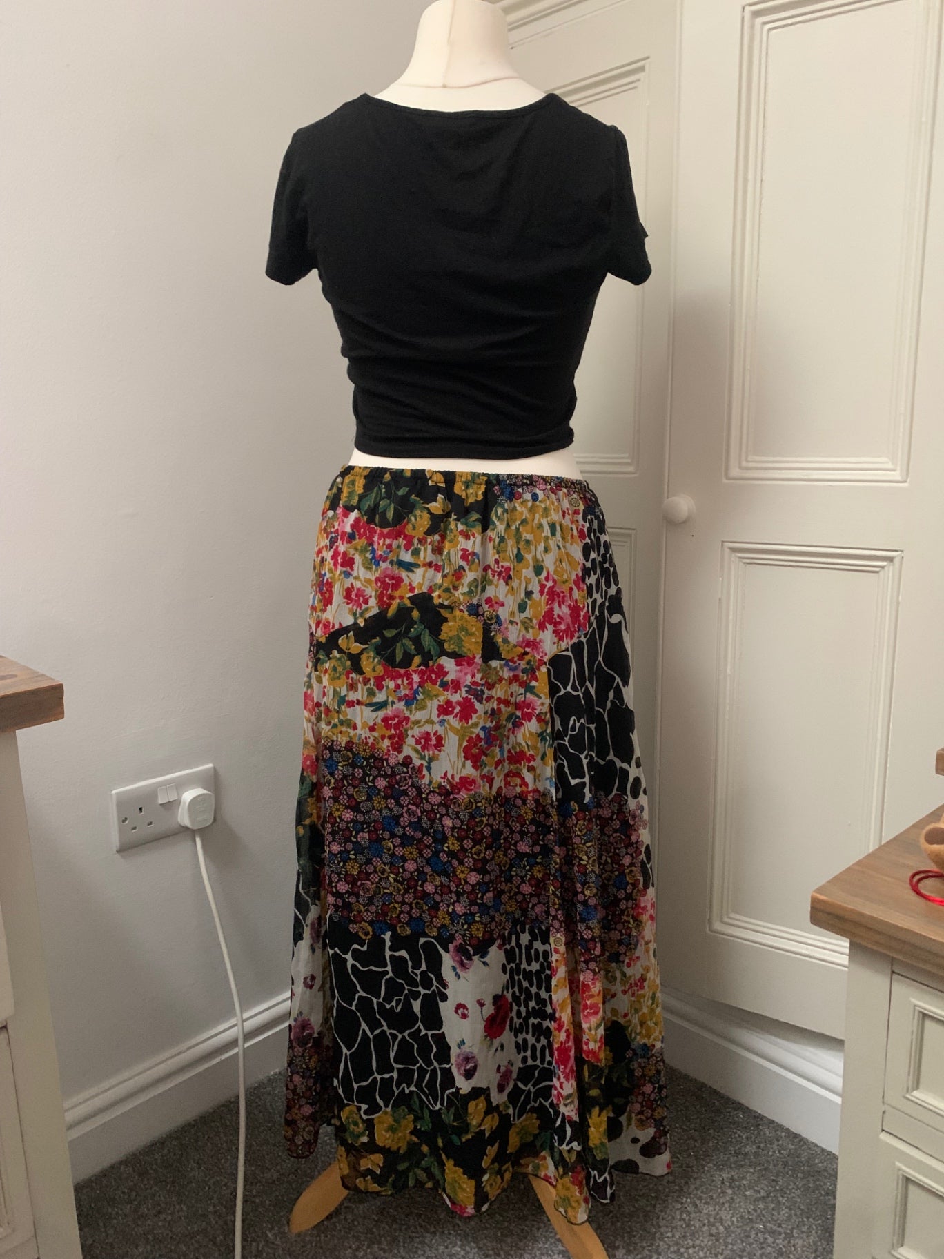 mixed print colourful floral skirt