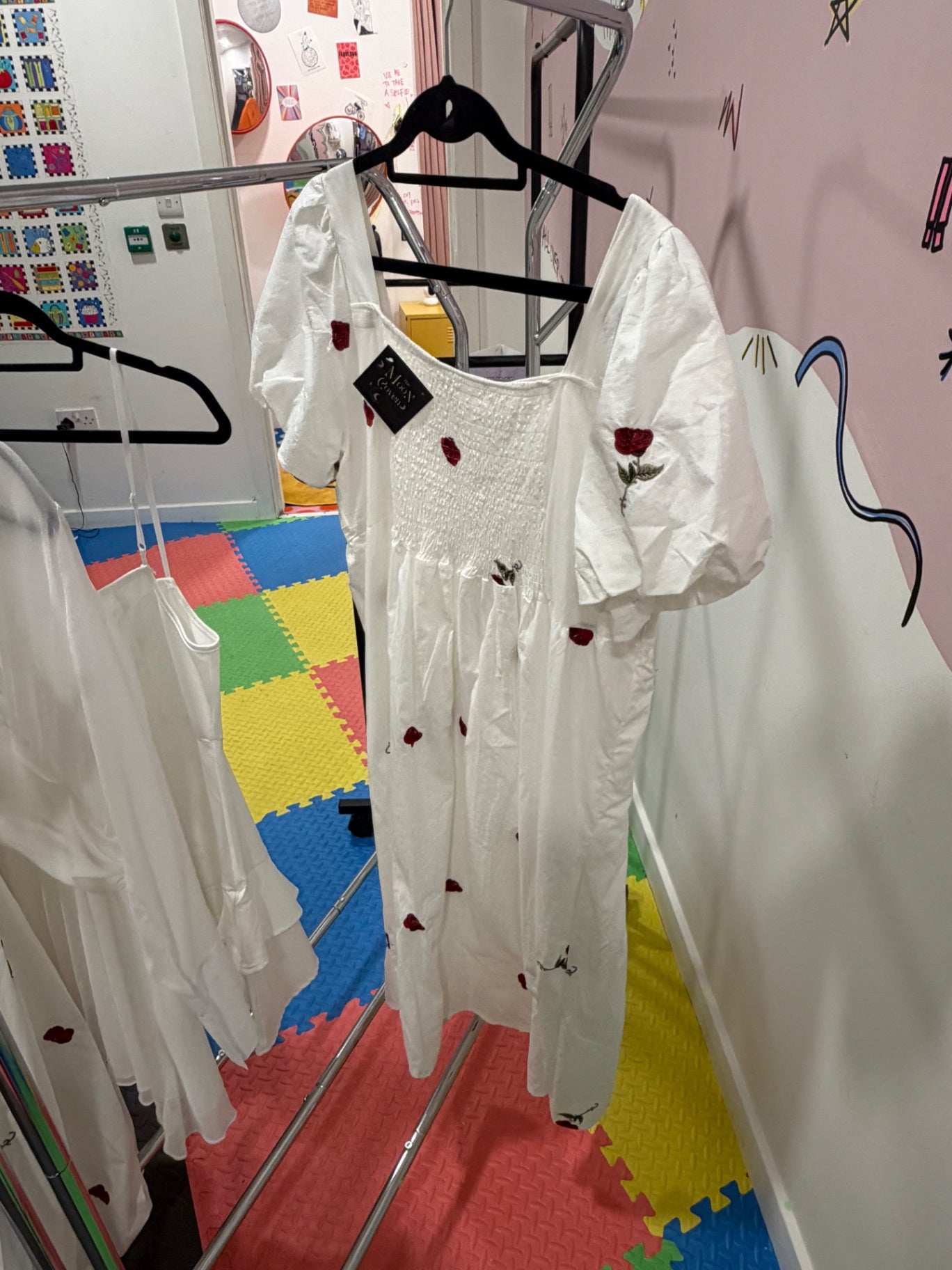 White Embroidered Dress Size 12-14