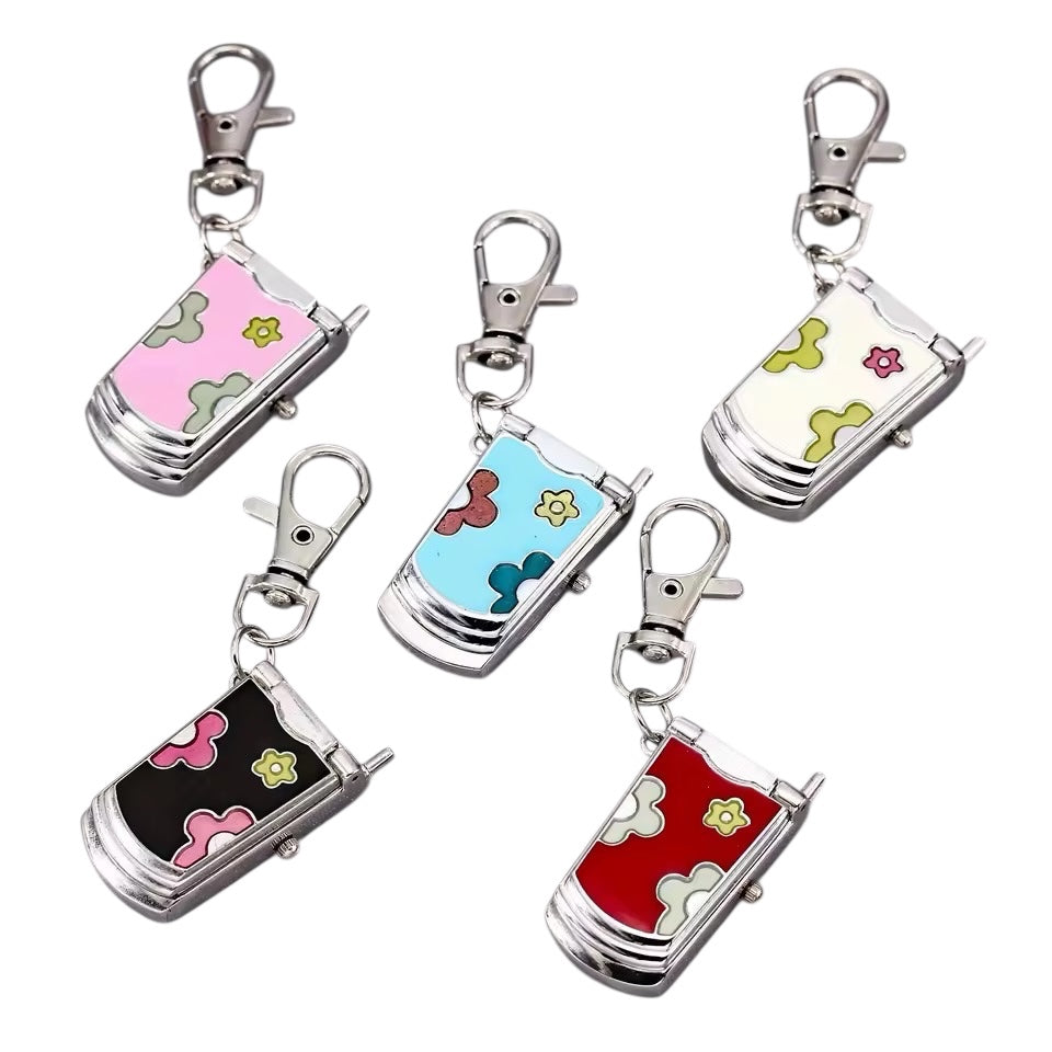 Watch Flip Phone Key/Bag Charm Pink