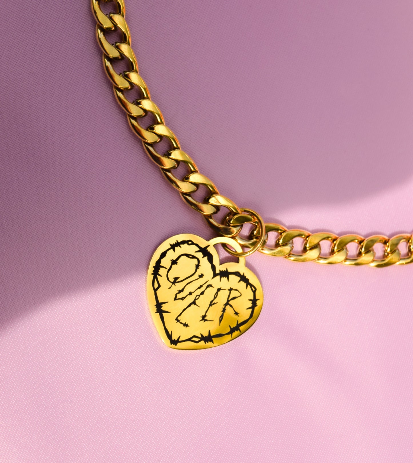 Gold QUEER barbed wire chunky chain - 14"-18" inches