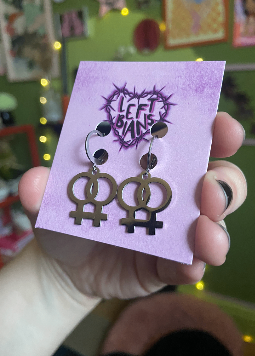 Silver double venus huggie hoops