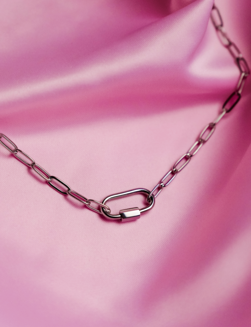 Silver carabiner necklace