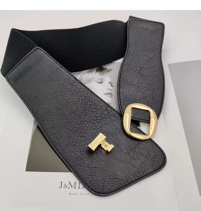 Brown Stretch Gold Buckle Belt