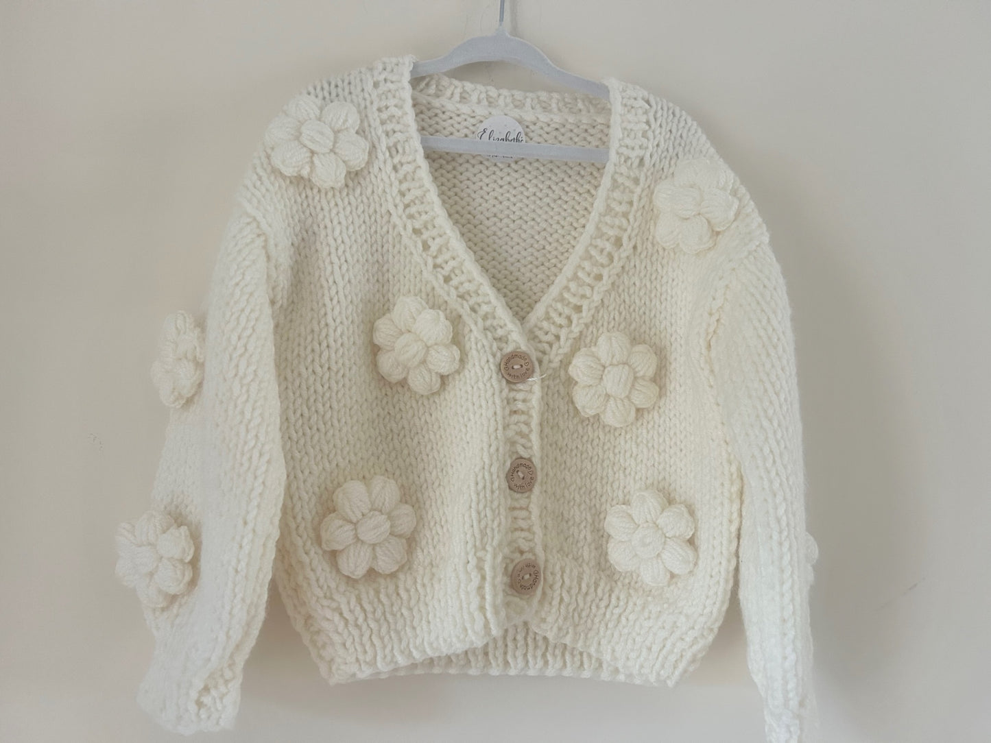 3/4yrs Cream With Cream Daisies Cardigan