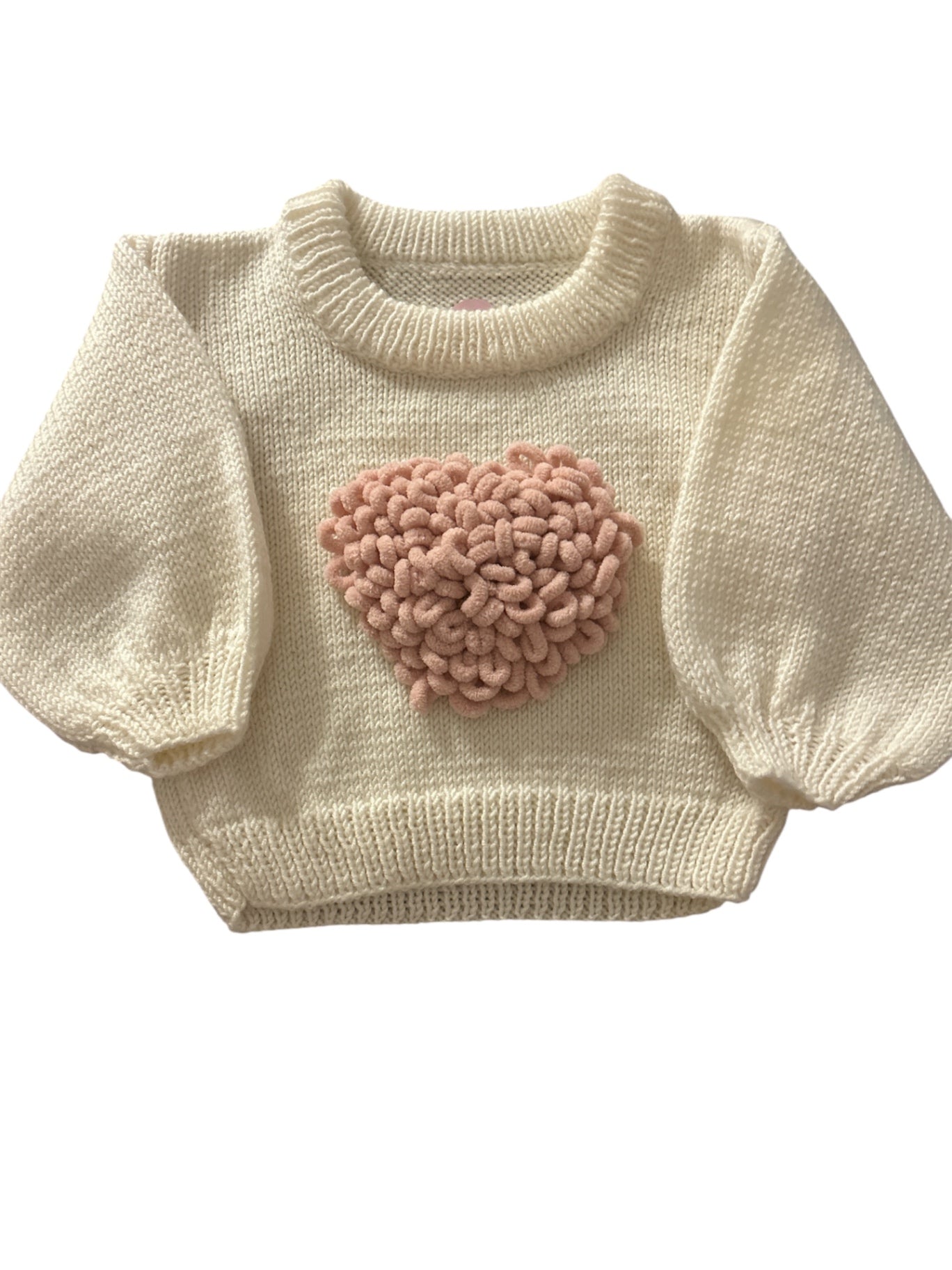 Handknitted Jumper With Pink Heart